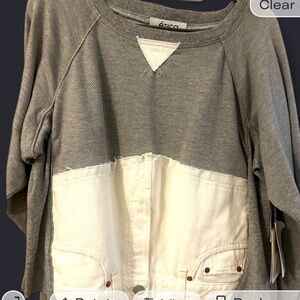 ETICA Gray and White Women's Denim Sweatshirt